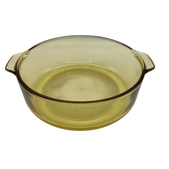 Unbranded Other - Vintage Amber Glass Round Casserole Dish w/ Handles Mexico 8.25"